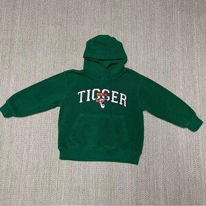 Vintage Disney Green Fleece "Tigger" Pullover Hoodie for Kids